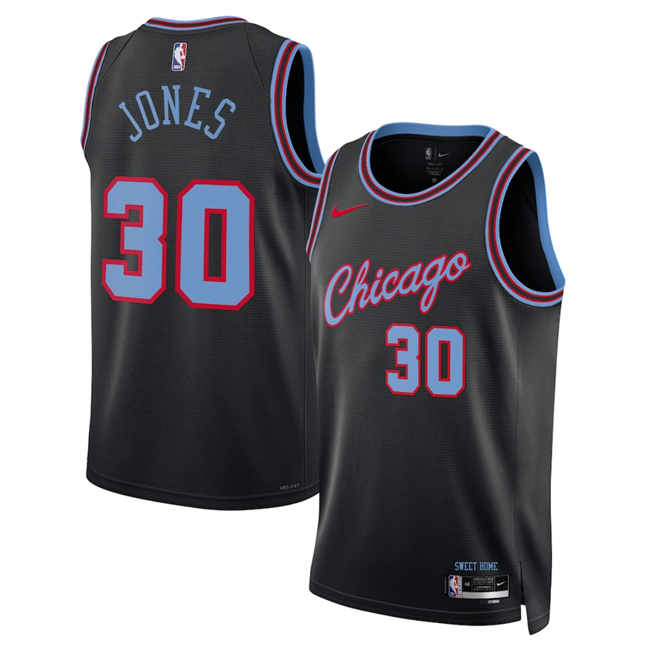 Men's Chicago Bulls #30 Tre Jones Black 2025/26 City Edition Stitched Basketball Jersey